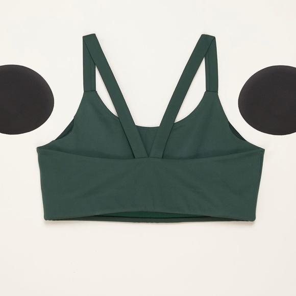 GIRLFRIEND COLLECTIVE Lou V-Back Bra in Moss Green NWT - Picture 2 of 5